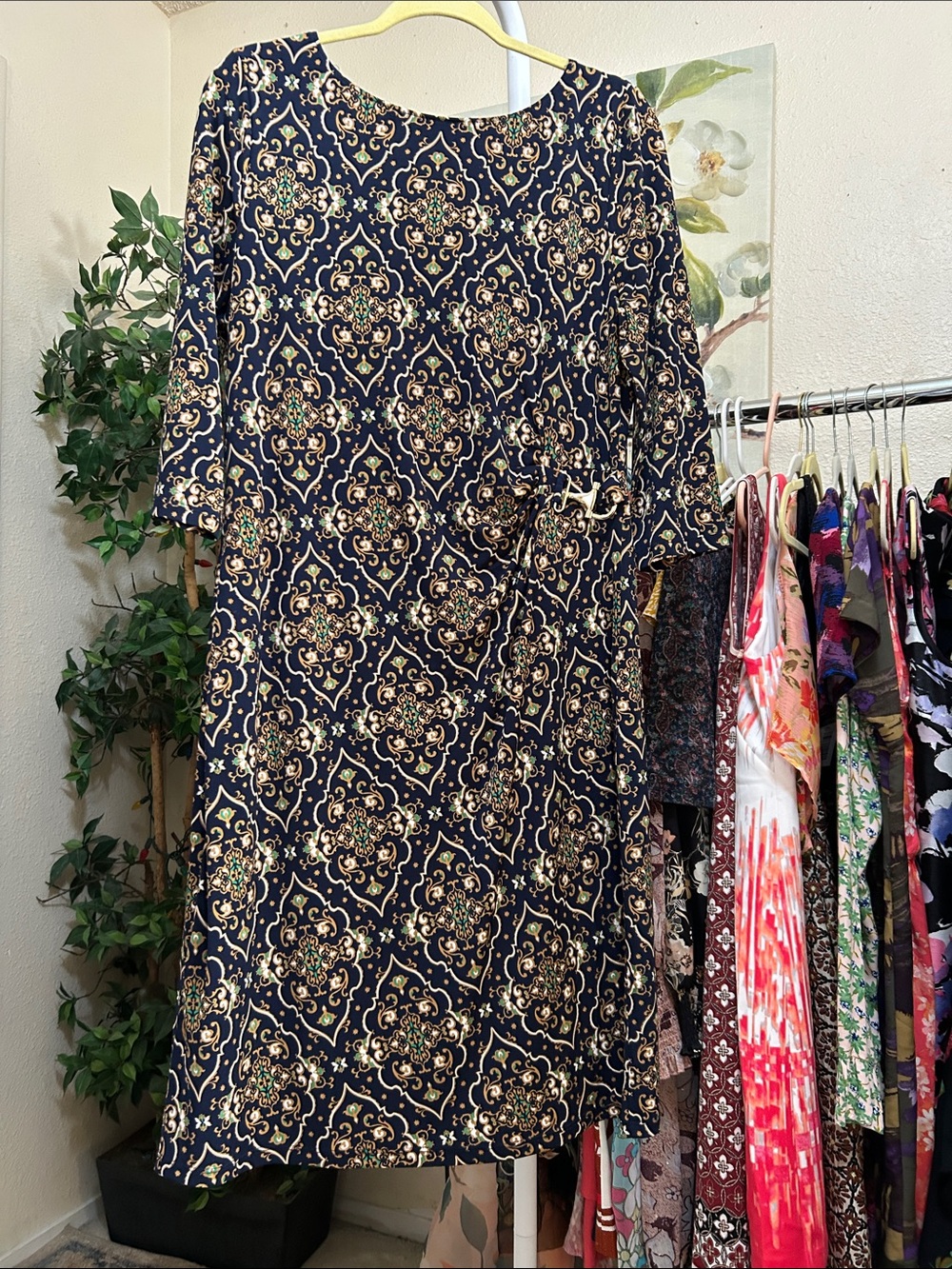 Charter Club Navy Blue Floral Midi Dress